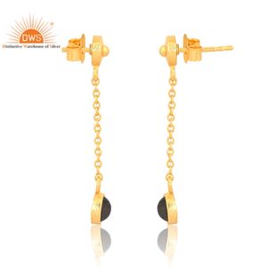 Meilleure vente de boucles d'oreilles en argent sterling plaqué or 18 carats avec pierres précieuses Labradorite naturelle Demi Fine Jewelry Manufacturer - Product Image 2