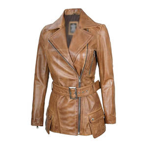 Chaqueta de cuero genuino de la mejor calidad para mujer Procesamiento de punto Característica transpirable Precio razonable - Product Image 1