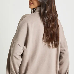 เสื้อสเวตเชิ้ตผู้หญิง หรือ ผู้ซื้อจำนวนมาก ราคาถูก / คุณภาพสูง เย็บอย่างทนทาน สำหรับใส่ลำลองในฤดูหนาว ดีไซน์ปกพับ - Product Image 5