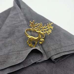 แหวนกระดาษเช็ดปากรูปใบไม้สีทองอุปกรณ์ตกแต่งงานแต่งงานที่ยึดผ้าเช็ดปากโลหะหรูหราสำหรับตกแต่งบ้านงานฝีมือ - Product Image 4