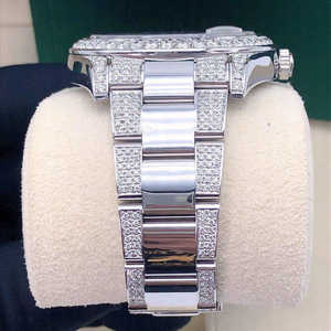 Montre de luxe multicolores avec chiffres, entièrement sertie de diamants de qualité supérieure, bracelet en acier inoxydable, arc-en-ciel, de marque, de haute qualité, unisexe - Product Image 3