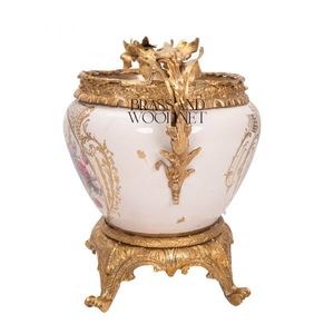 Cachepot décoratif classique de luxe, plaqué or antique - Product Image 3