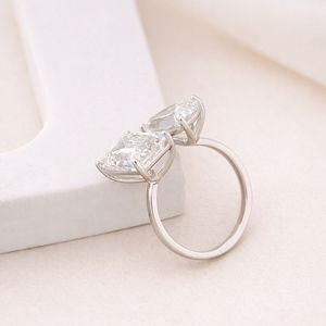 IGI Certified Emerald Cut and Pear Cut Lab Grown Diamond Toi et Moi Engagement <b>Ring</b> 9K White / Rose & Yellow Gold Bridal <b>Ring</b> - Product Image 3