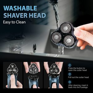 Rasoir électrique rechargeable pour hommes, rasoir rotatif avec tondeuse escamotable, machine à raser lavable USB, étanche IPX7 - Product Image 1