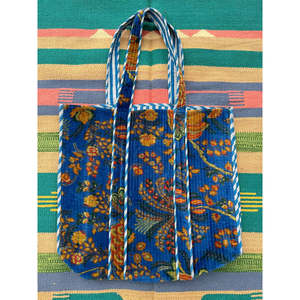 Bolsa de Mano Grande Reversible Acolchada de Terciopelo y Algodón, Estilo Boho, Ecológica, Resistente, para Compras, Playa y Fines de Semana, Color Ocre - Product Image 2