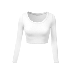 Camiseta Corta Ecológica de Moda para Mujer 2021, Manga Larga, Lisa, Transpirable, Ajustada, Corta, para Verano - Product Image 4