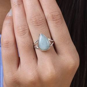 Handmade Solid 925 Sterling Silver Aquamarine <b>Ring</b> Bezel Setting Inlay Classic Party Jewelry Anniversary Gift for <b>Girls</b> - Product Image 2