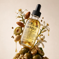 Huile de fleurs séchées de néroli multi-usages en marque blanche 60ml, à base de plantes, pour massage, cheveux, corps et ongles, flacon compte-gouttes en verre, fournisseur