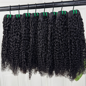 Short Pixie Curly Human Hair Bundles Natural Black Double Weft Soft Defined Curls For <b>Sew</b> In Hair Weave - Product Image 5
