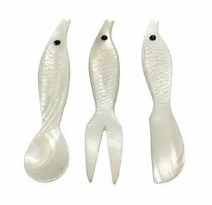 Cuillère et fourchette polies en nacre faites à la main pour cafés, hôtels, restaurants, caviar, crème, desserts – Direct usine Vietnam - Product Image 1