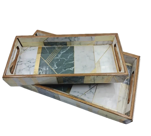 Ensemble de plateaux empilables de qualité alimentaire, émaillés, imprimés, personnalisés pour la décoration de la maison, le petit-déjeuner, le Ramadan, l'Aïd et les cadeaux de Noël au meilleur prix - Product Image 1