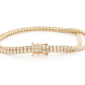 4.75CTW Bracelet de mariage ajustable en moissanite or jaune 18 carats Bijoux pour femmes Bracelet de tennis à deux rangs en diamant - Product Image 1