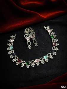 ENSEMBLE DE COLLIER DE MARIÉE EN DIAMANTS AMÉRICAINS et BOUCLES D'OREILLES CLASSIQUES ET DE HAUTE QUALITÉ ENSEMBLE DE BIJOUX DE MARIAGE POUR FEMMES DE STYLE CLASSIQUE - Product Image 4