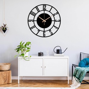 Reloj de pared redondo de Metal negro de primera calidad, diseño moderno y elegante duradero, Ideal para dormitorio, sala de estar, cocina o interiores de oficina - Product Image 6