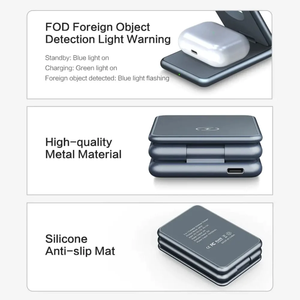 Cargador inalámbrico magnético de aluminio de 15W con soporte de cargador inalámbrico magnético para iPhone ,Airpod, iWatch y Samsung <span class=keywords><strong>Galaxy</strong></span> <span class=keywords><strong>Watch</strong></span> - Product Image 4