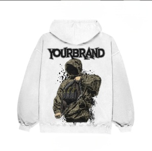 Vente en gros Sweat-shirt à capuche surdimensionné en éponge française personnalisé Sweat-shirt à capuche imprimé bouffant à broderie essentielle pour hommes - Product Image 5