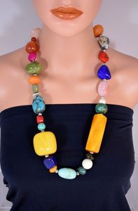 Elegante Juego de Collar y Aretes de Resina Negra Hechos a Mano, Joyería de Cuentas Gruesas y Estilosa, Gargantilla de Resina para Mujer, Artesanía bh - Product Image 3