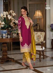 Dernier concepteur de Fab Zone Georgette soie broderie séquence travail Salwar costume haute qualité lourd ethnique Style pakistanais fêtes - Product Image 3