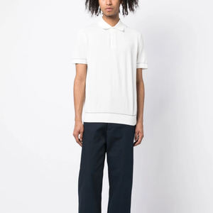 Polo informal de manga corta de verano para hombre, algodón 100% contrastante con borde, transpirable y cómodo - Product Image 2