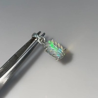 Pendentif Éthiopien en Opale Naturelle et Perle d'Imitation Vintage, Sculpté à Effet Multicolore, Fait Main, Plaqué Argent, Chaîne à Maillons, Unisexe pour Enfants