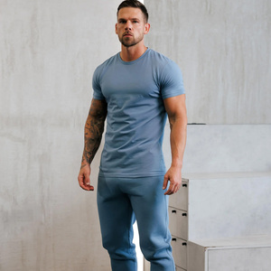 T-shirt de sport pour homme, coupe slim, col rond, manches courtes, respirant, en coton mélangé, personnalisable en gros - Product Image 6