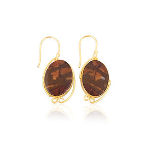 Nouveauté Boucles d'oreilles pendantes en pierre de jaspe Malinga bohème, vente chaude, plaqué argent laiton, pour femmes, cadeaux, bijoux - Product Image 1