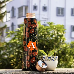 Bouteille d'eau en cuivre 500ml la plus vendue avec couvercle anti-fuite Finition en émail noir pour le bureau et la salle de sport - Product Image 2