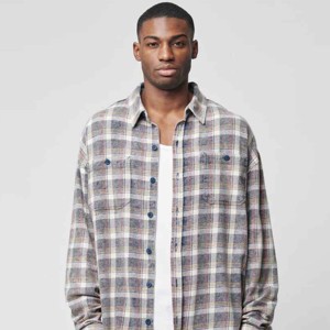 2024 Tùy Chỉnh Màu Sắc Sọc Kiểm Tra Flannel Áo Sơ Mi Quá Khổ Kiểm Tra Áo Sơ Mi Chất Lượng Cao Cho Nam Giới - Product Image 2