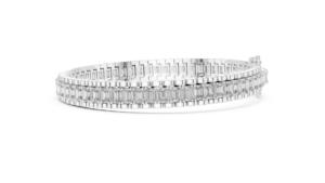 Bracelet tennis en argent 925 certifié VDS IGI, luxe, émeraude taille émeraude, or blanc élégant plaqué rhodium, 23g, cadeau de mariage - Product Image 5