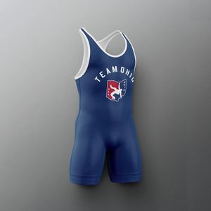 เสื้อกล้ามมวยปล้ำสีฟ้าโพลีเอสเตอร์100% ขนาดพลัสสั่งทำพิมพ์ลายดิจิตอล - Product Image 3