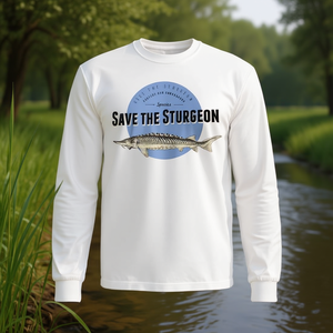 Camiseta de manga larga con estampado de especies amenazadas, producto promocional para salvar al esturión - Product Image 3