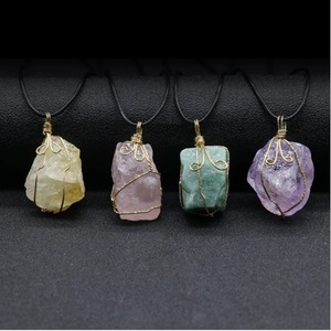 Handmade Sterling Bạc Quanh Co Sang Trọng Tốt Mặt Dây Chuyền Vòng Cổ Thô Đá Choker Tinh Thể Tự Nhiên Đá Dây Bọc Vòng Cổ - Product Image 2