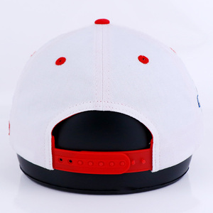 หมวกเบสบอลปีกโค้งสีขาวสีแดง5แผงปักลายสำหรับผู้ชายหมวกเบสบอลทีม - Product Image 5