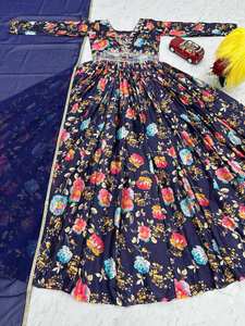 Hermosa colección de vestidos de diseñador, telas de seda Chinon con impresión Digital y diseño de bordado para mujer, ropa de boda - Product Image 4