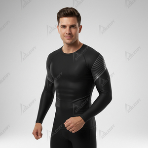 T-shirt de compression à manches longues sublimé pour homme, pour la salle de sport, la course à pied, les vêtements de sport, évacuation de la transpiration, extensible, ajusté, équipement d'entraînement - Product Image 2