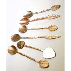 ชุดช้อนสแตนเลสขัดเงาด้ามยาวดีไซน์เป็นก้านสีทองสำหรับเสิร์ฟซุปสลัดกาแฟชา - Product Image 1