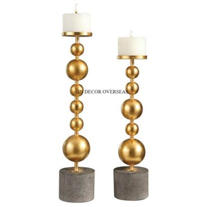 Bougeoir de créateur de boules élégantes en métal plaqué or de haute qualité - Product Image 1