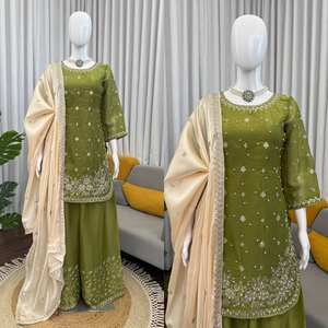 Nueva Moda en Ropa India y Pakistaní, Increíble Colección de Colores para Bodas, Traje Punjabi Plazzo Kamiz, Diseñado para Adultos - Product Image 6