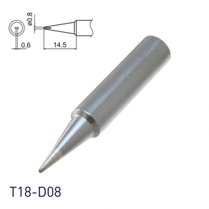 Pointe de soudage en forme de couteau Hakko T18-D08 0.8D, connecteur à enfoncement en cuivre, épaisseur 0.8-1.5mm - Product Image 1