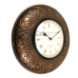 High Standard Quality Metal Made Flowers And Gingko Leaves Designer Gold Plated And Blue Color Heavy Duty Metal Wall <b>Clocks</b> - Product Image 5