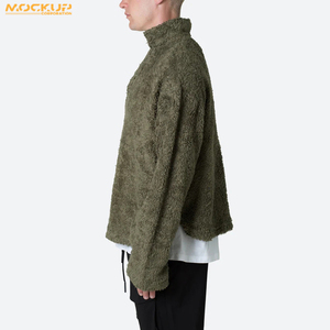 Design personnalisé chaud polaire surdimensionné blanc pull-over pull hommes 100% polyester polaire Sherpa à capuche couleur unique - Product Image 3