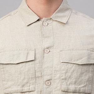 Camisas para Hombre, Camisa de Trabajo Ecológica con Bolsillo, Chaqueta Sostenible para Hombre, Camisa de Lino Puro, Camisas para Hombre, Blusa con Botones - Product Image 3