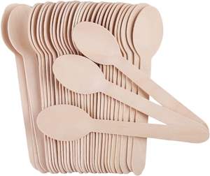 Ensemble de couverts en bois (100 pièces cuillères 100 pièces fourchette 100 pièces couteaux) Canne à sucre en bois de bouleau biodégradable écologique - Product Image 3