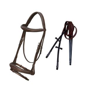 Brida snaffle con acolchado Tamaño completo Marrón Brida de cuero occidental de alta calidad Western Heavy Duty Headstall Cowboy Rawhide - Product Image 2