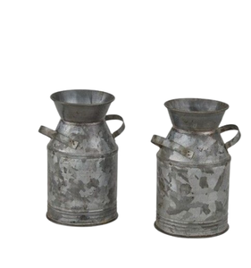 Jarrón de hojalata antiguo rústico, centros de mesa de granja de Metal galvanizado, macetas y jardineras, jarra de lata de leche para Decoración - Product Image 6