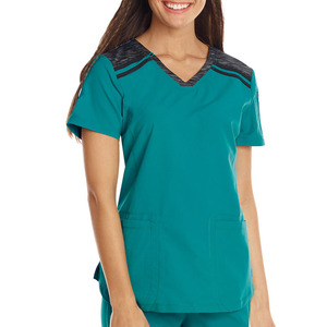 ผู้ผลิตชุดยูนิฟอร์มพยาบาลหญิง ชุดยูนิฟอร์มโรงพยาบาลคอวีหลายกระเป๋า ชุดสครับสำหรับพยาบาลและแพทย์หญิง - Product Image 4