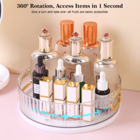 Plateau tournant en acrylique transparent pour réfrigérateur, organisateur avec plateau rotatif à 360° pour le rangement des épices et des condiments dans le garde-manger
