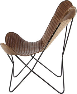 Leather Butterfly <b>Chair</b> Classy Handmade Dark Living Room Relaxing <b>Chair</b> Handmade with Decorative <b>Chair</b> <b>Folding</b> Black Iron Frame - Product Image 3