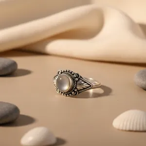 Rose Gold Plated 925 Sterling <b>Silver</b> Moonstone Trendy Number <b>Statement</b> <b>Ring</b> for Women-IGI Certified - Product Image 1