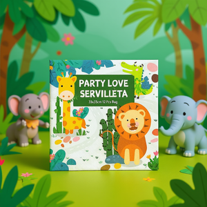 Serviettes de table Party Love Animal Selva 33x33cm, sac de 12 pièces - Product Image 3